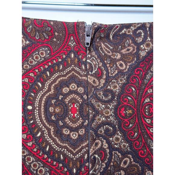 Vintage Briggs Size 8 Burgundy Brown Long Modest Skirt Back Zipper Paisley Print - Picture 6 of 8